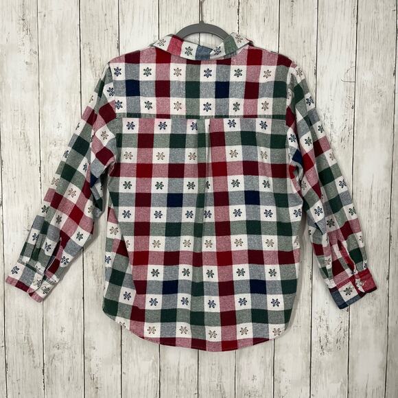 American Sweetheart Flannel Soft Fall Plaid Floral Long Sleeve Button Down Shirt - Picture 2 of 9